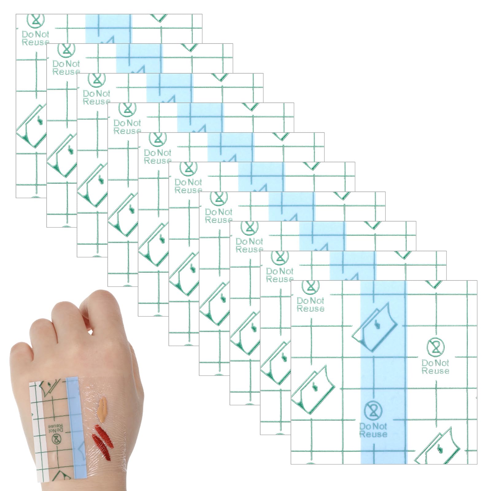 Jeffdad 100 Pcs Makeup Hand Palette Single Use Makeup Mixing Palette Tape Artist Must Cosmetic Transparent Waterproof Tape for Women Supplies(5 * 5cm) 5*5cm