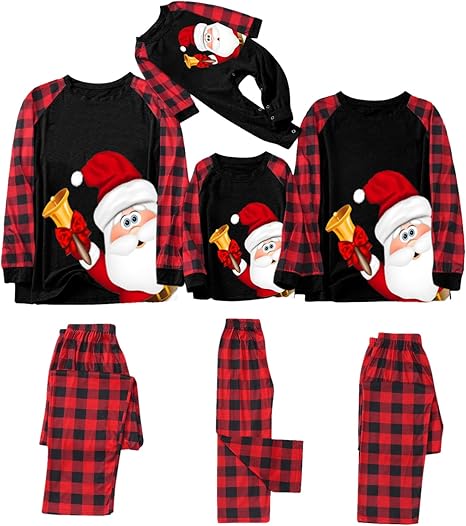 Sizet Pyjama Familial De Noël Assorti, Pantalon De Noël Vert à Carreaux