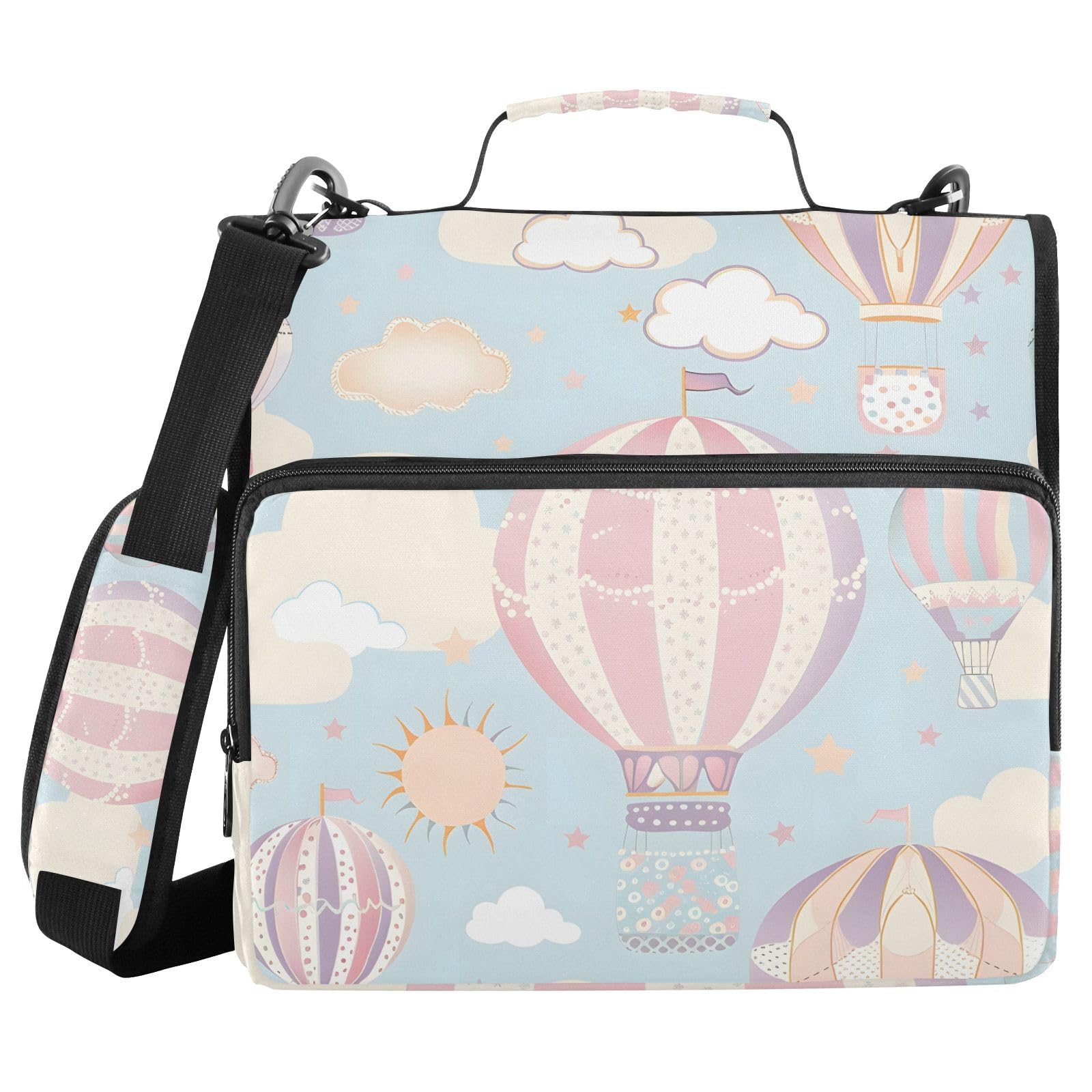 Hot Air Balloon Zipper Binder Bag 3 Ring Binder with Shoulder Strap Zip Up