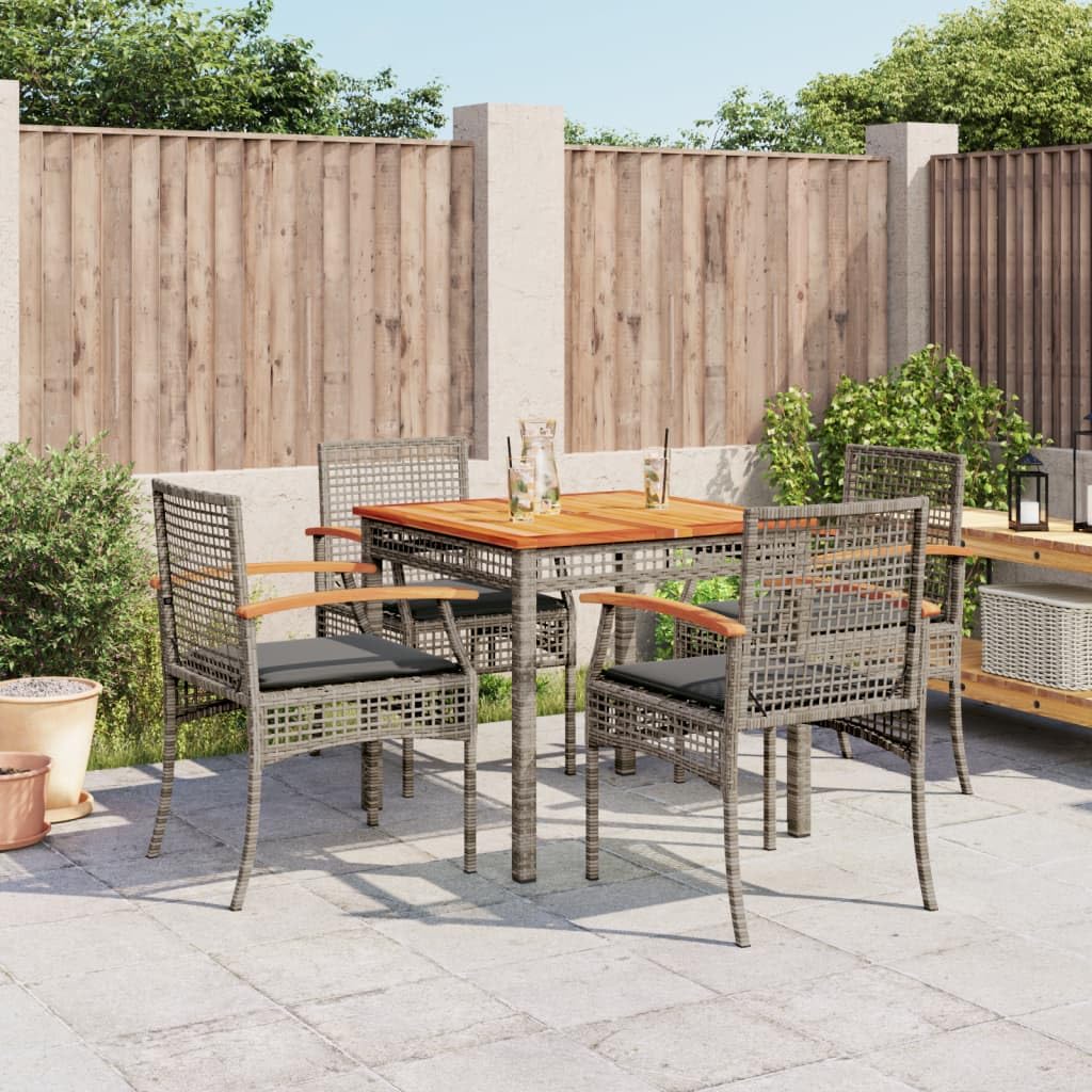 Salon de jardin 5 pièces en polyrotin gris idéal pour vos repas en plein air