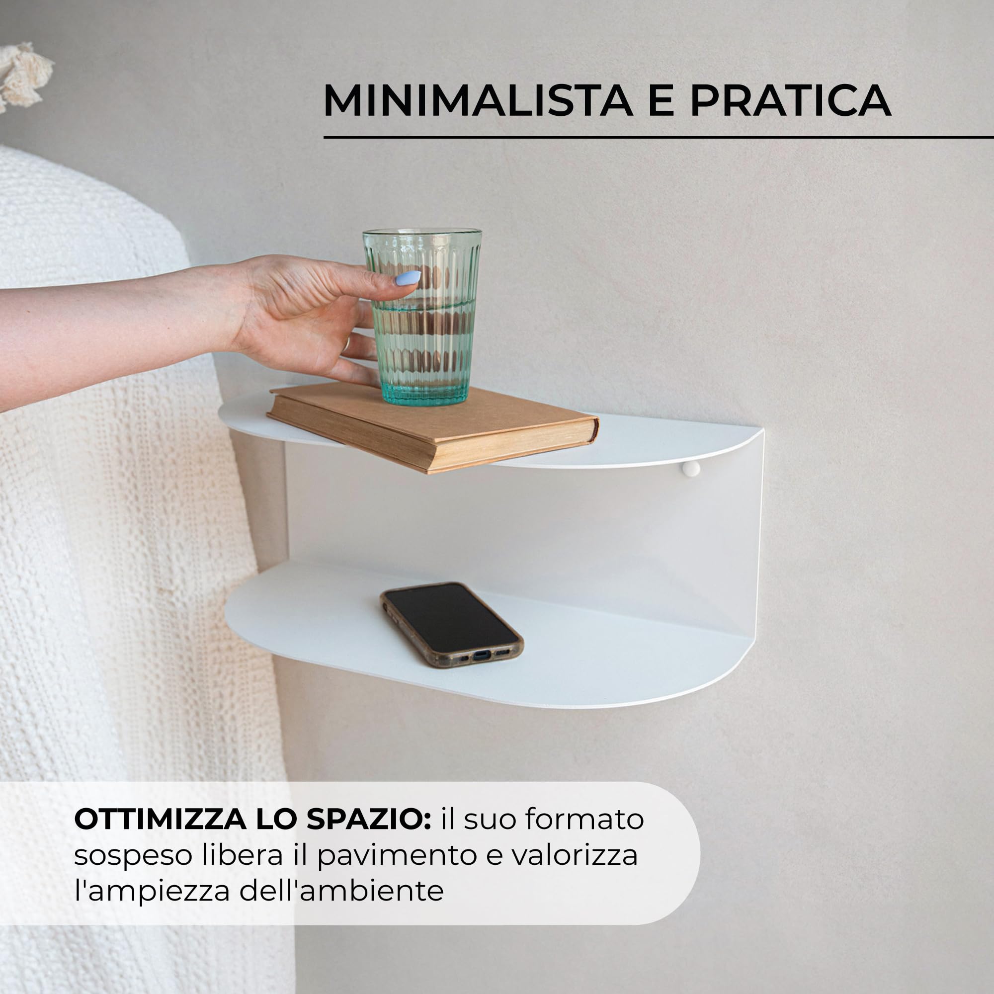 MILUKA Set da 2 Comodini Camera da Letto Moderni da 40 x 20 cm | Comodino Sospeso Nere, 2 Livelli | Mensole da Muro Versatile come Comodino Piccolo, Consolle Ingresso