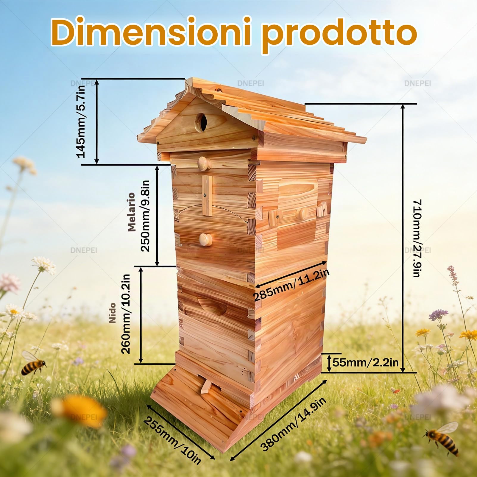Kit di avviamento per Apicoltura in Stile Flow Hive, Kit di avviamento per arnia Completo con Finestra di osservazione Trasparente e beccuccio per Miele a Rilascio Facile