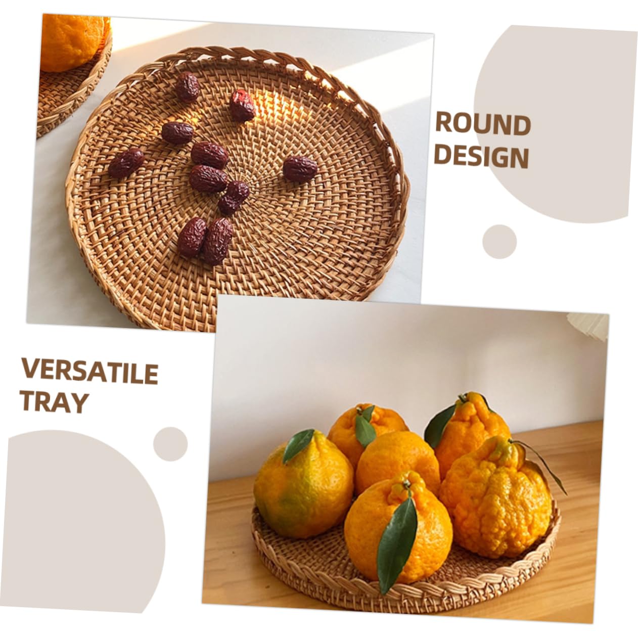 NAMOARLY Rattan Lace Fruit Plate Storage Baskets Bread Basket Snack Tray Storage Rack Food Tray Woven Storage Basket Kitchen Basket Woven Storage Organizer Tabletop Sundries Organizer