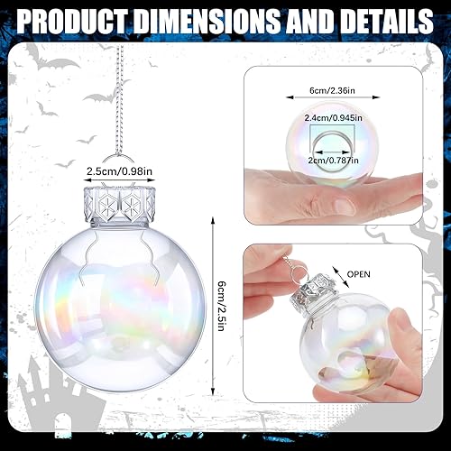 Miniatura 2 de Juego de bolas de adorno de plástico transparente, adornos de bolas de Navidad rellenables de plástico, adornos de bolas de Navidad para decoración