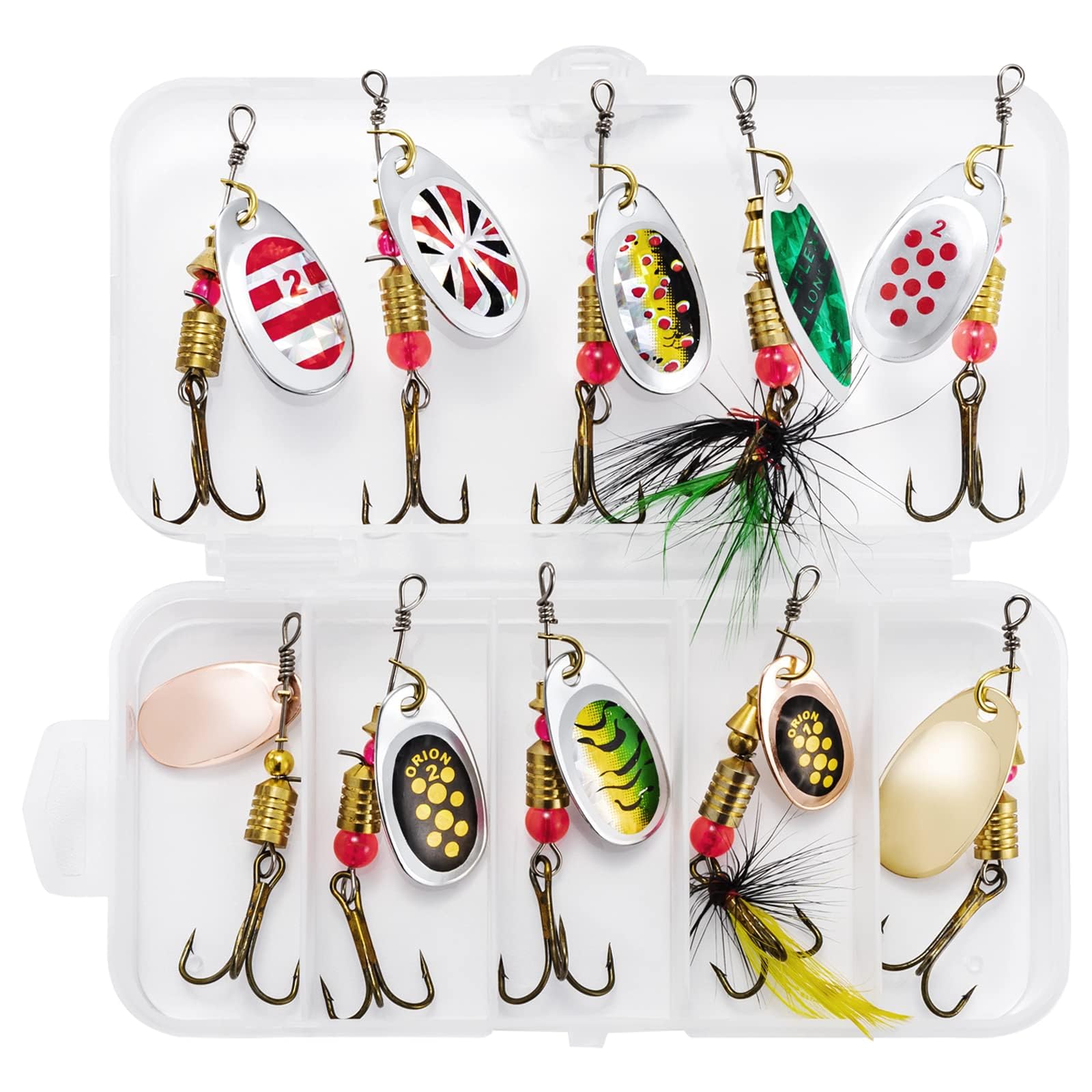 10 Pezzi Esche da Pesca Cucchiaini da Pescas Esche Artificiali Spinning Trota Cucchiaini Pesca Spinning Paillettes con Gancio per Persico Luccio Trota Pesci Bass