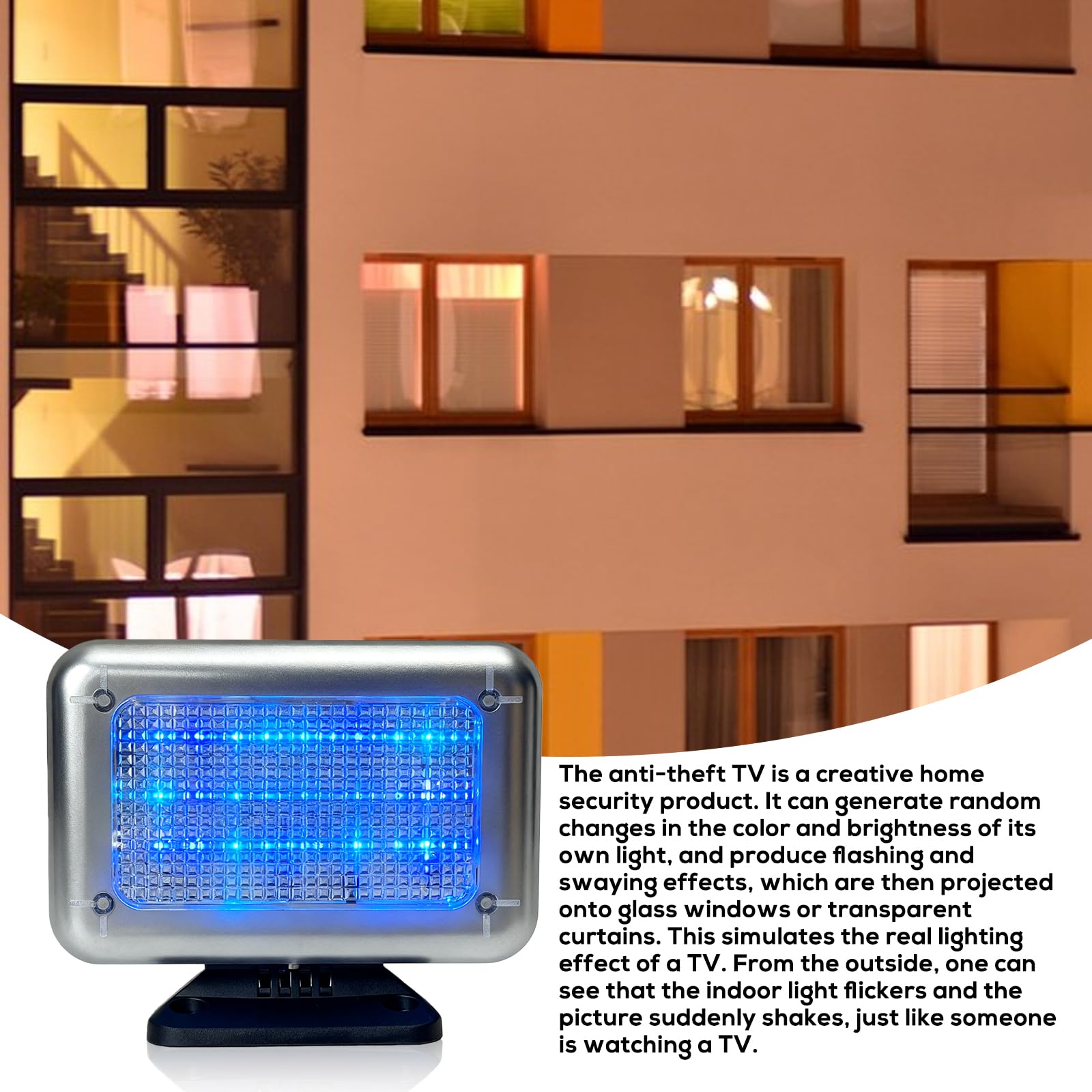 Simulateur De Télévision, Faux Simulateur TV Led avec 24 LED et 4 Programmes Sélectionnables, Lampe TV Anti-effraction avec Minuterie, Faux Simulateur De Télévision LED pour La Protection Contre