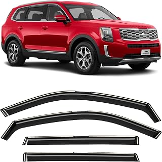 Voron Glass in-Channel Extra Durable Rain Guards for Kia Telluride 2020-2023, Window Deflectors, Vent Window Visors, 4 Pieces - 200513