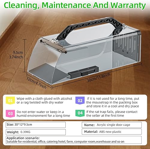 Miniatura 2 de Trampas humanas para ratones de 12 pulgadas para interiores y exteriores, para el hogar, trampa para ratas en jaula viva, trampa extendida
