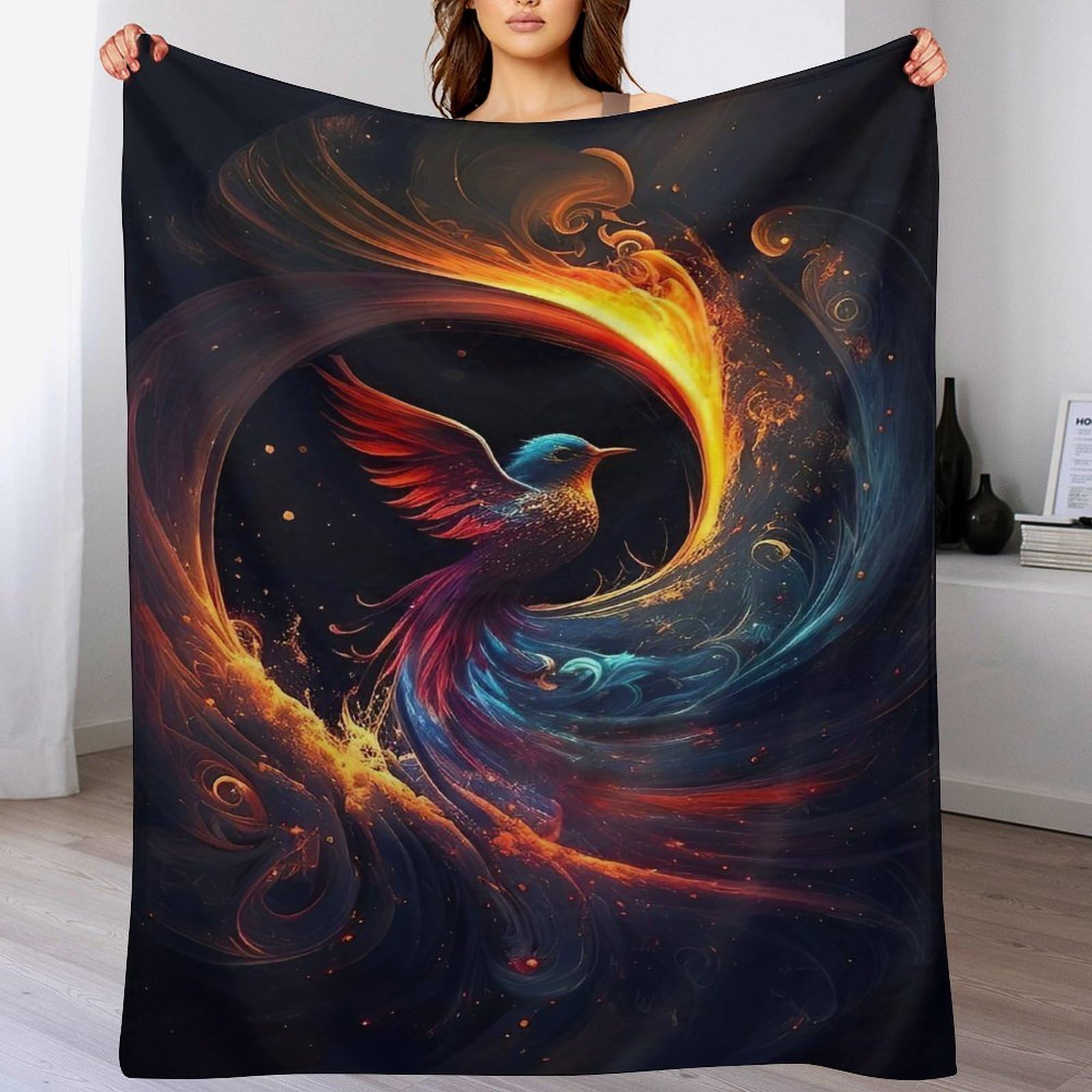 Couvre-lit en flanelle oiseau mignon 180x200 cm pour lit et canapé