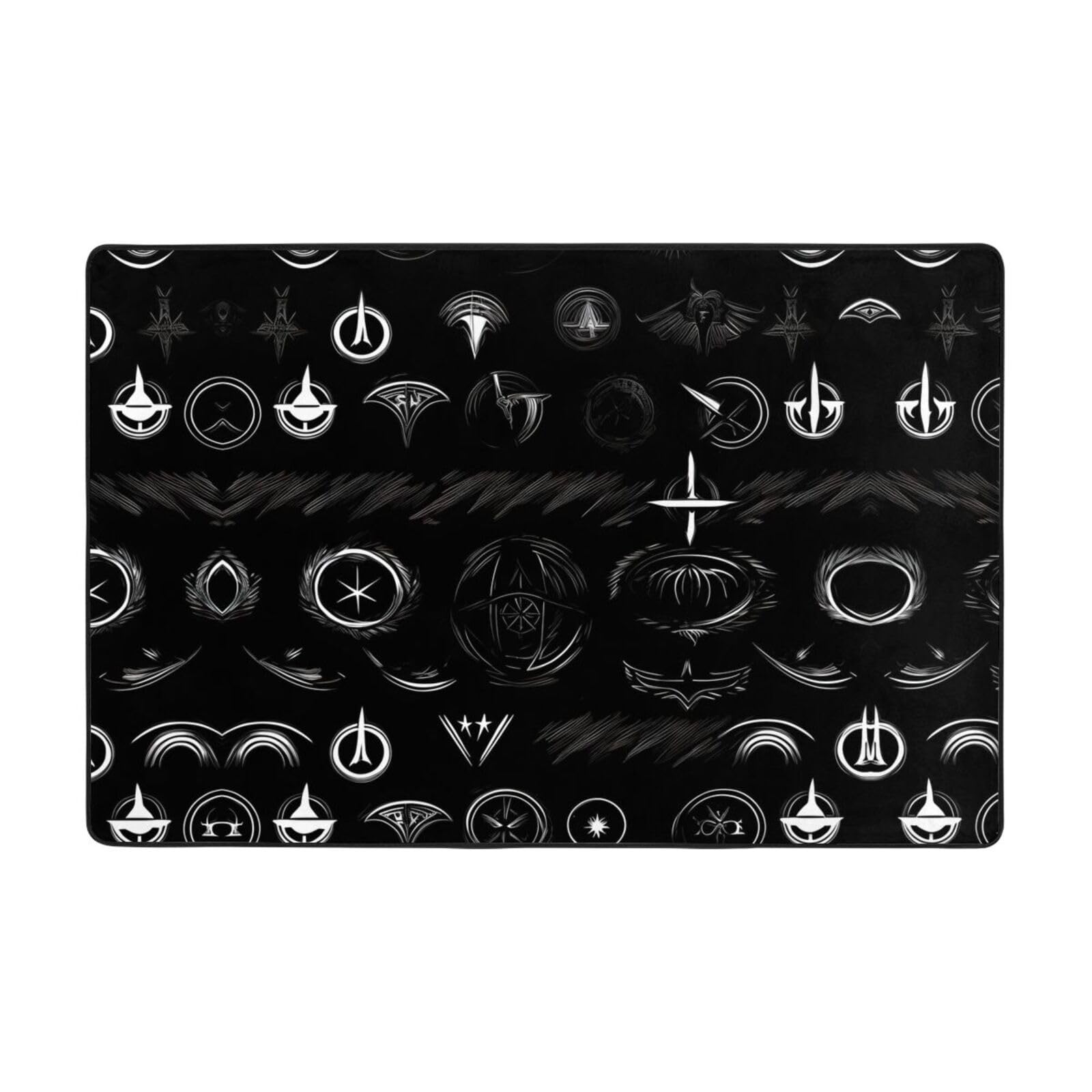 Tapis de zone imprimé symboles surnaturels noir doux pour salon et chambre
