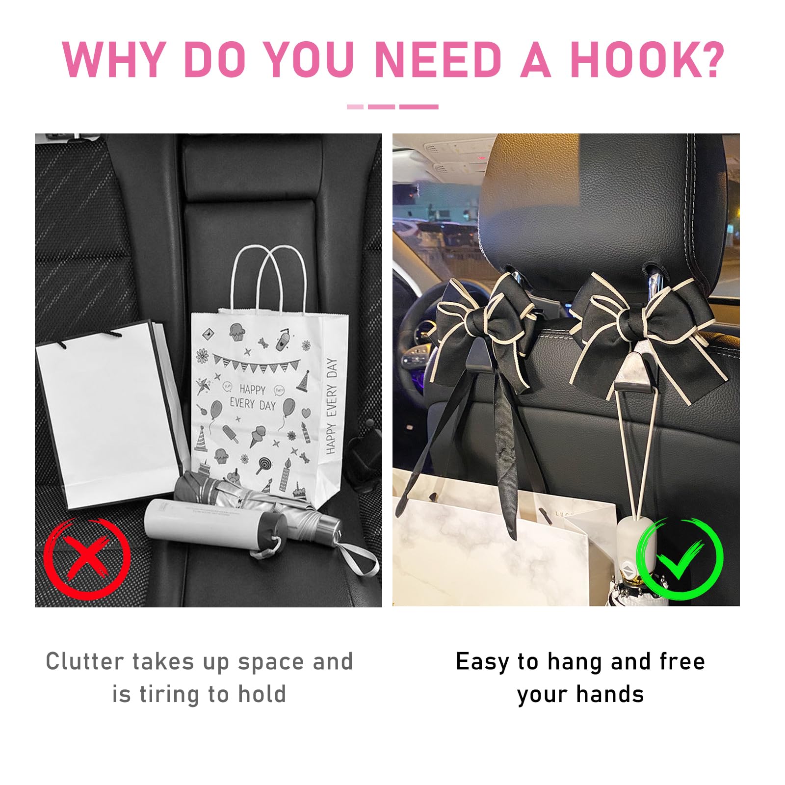 Car Seat Headrest Hooks Utility Fastener ABS Plastic 3.5 In Length For Back Seat Bag Organizer From Hook Hanger - Price 4.17 - View #3