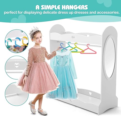 Miniatura 40 de JOYLDIAS - Armario de almacenamiento para niños con espejo y cajones, armario de almacenamiento para niños, armario de disfraces con estante