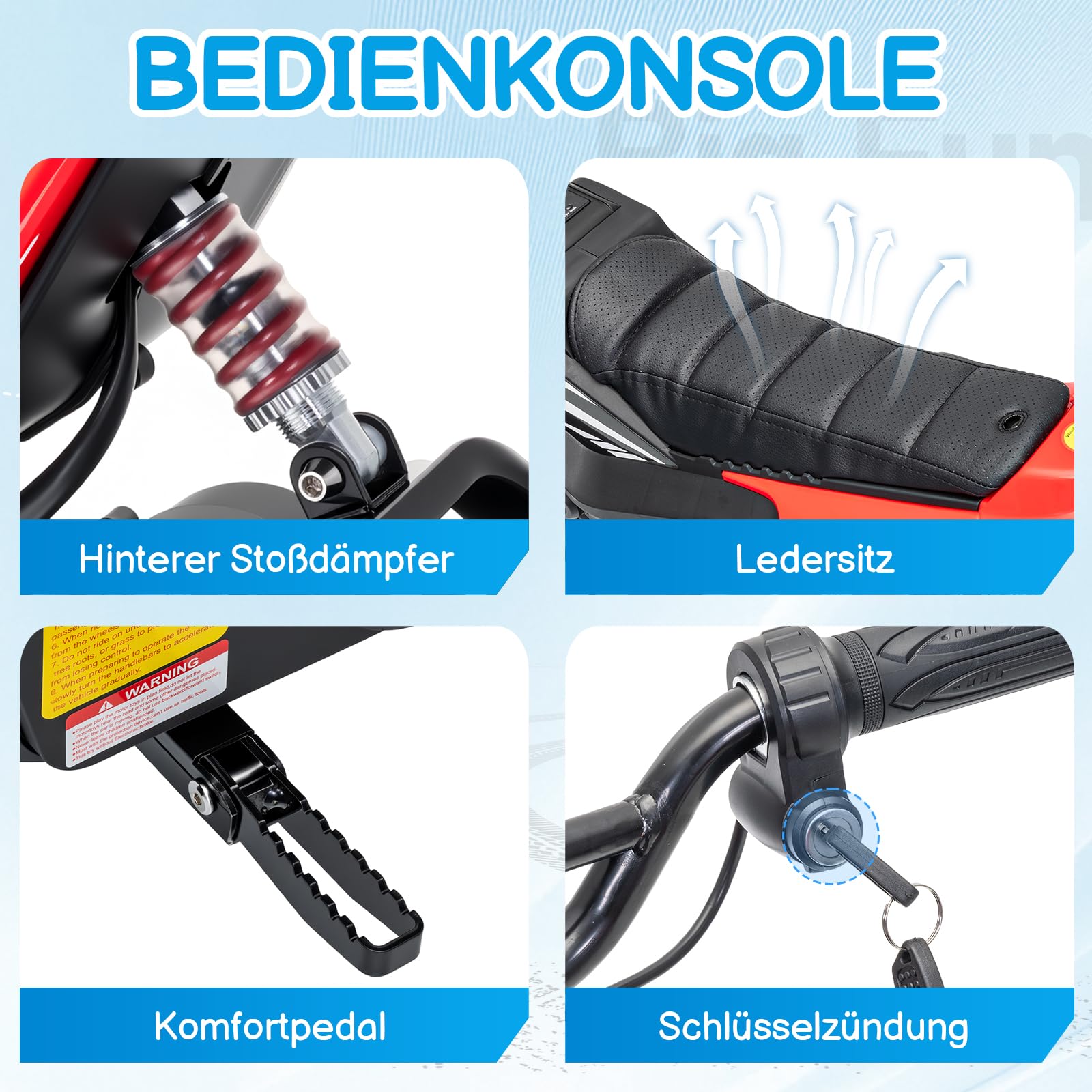 LALAHO 24V 7Ah Elektro Motorrad Kinder,Elektromotorrad Rot | Max 22,5 km/h,250W Kinderfahrzeug,Reichweite 19KM,12 Zoll Luftreifen,Moto Crossbike für Kinder