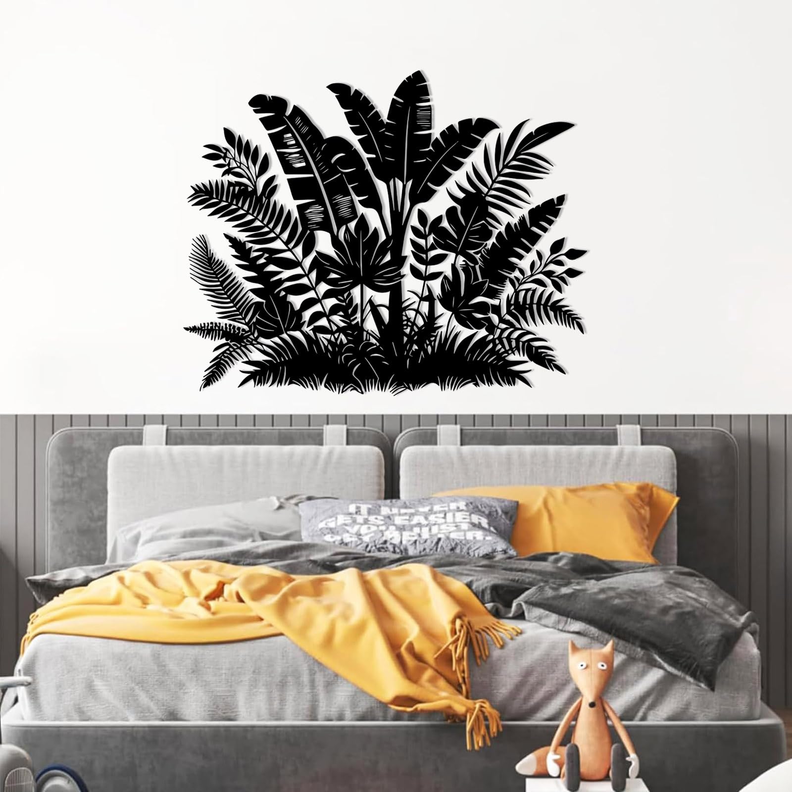 Decorazione da Parete in Metallo Motivo: Foglia Fiore Pianta Botanica Natura Decorazione per La Casa Soggiorno Regalo per Amanti della Natura (Bianco 76X61 Cm)