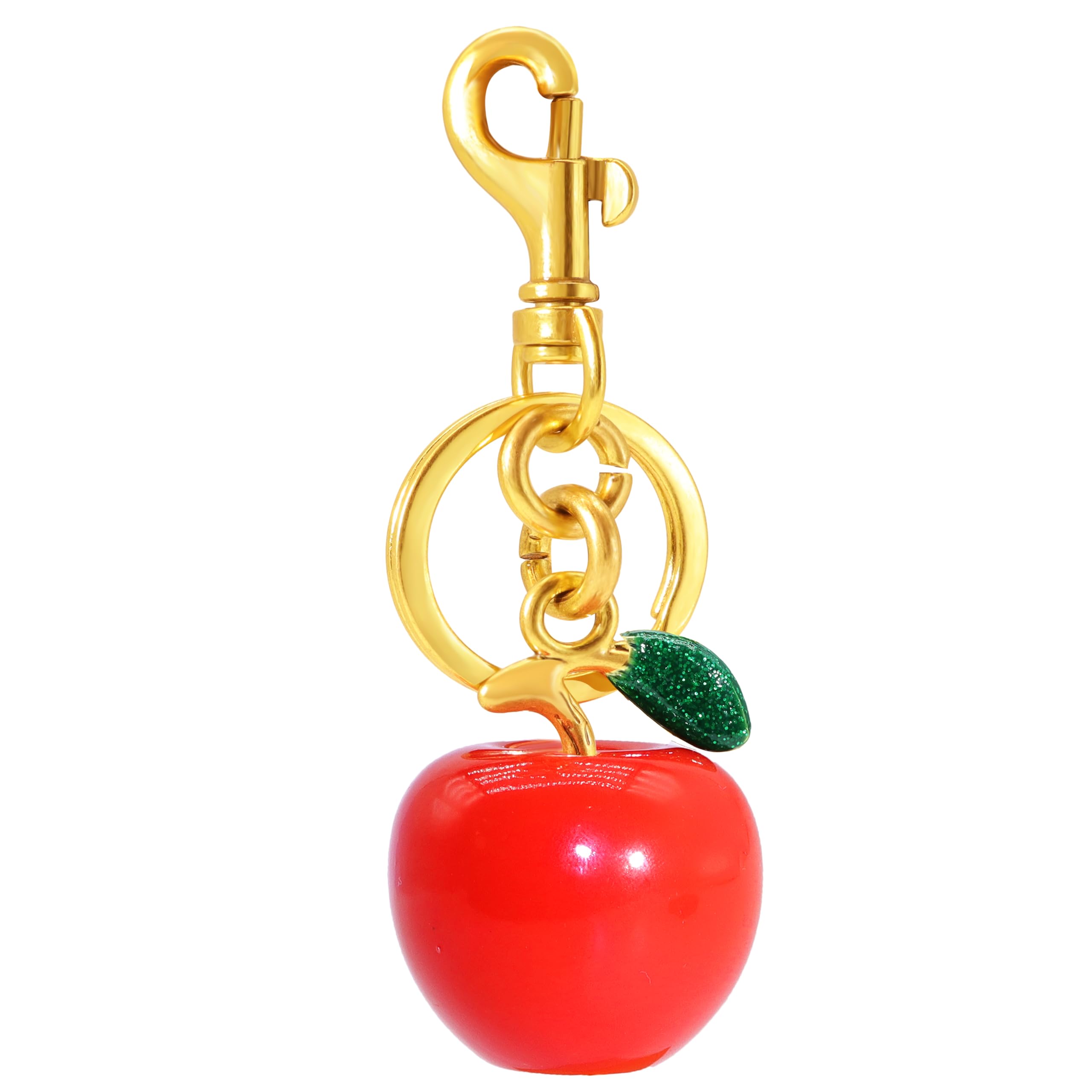 Atifober Cherry Fruit Keychain Gold Bag Charms for Handbags Glitter Cherry Key Chain Cute Metal Purse Charms Gold Silver