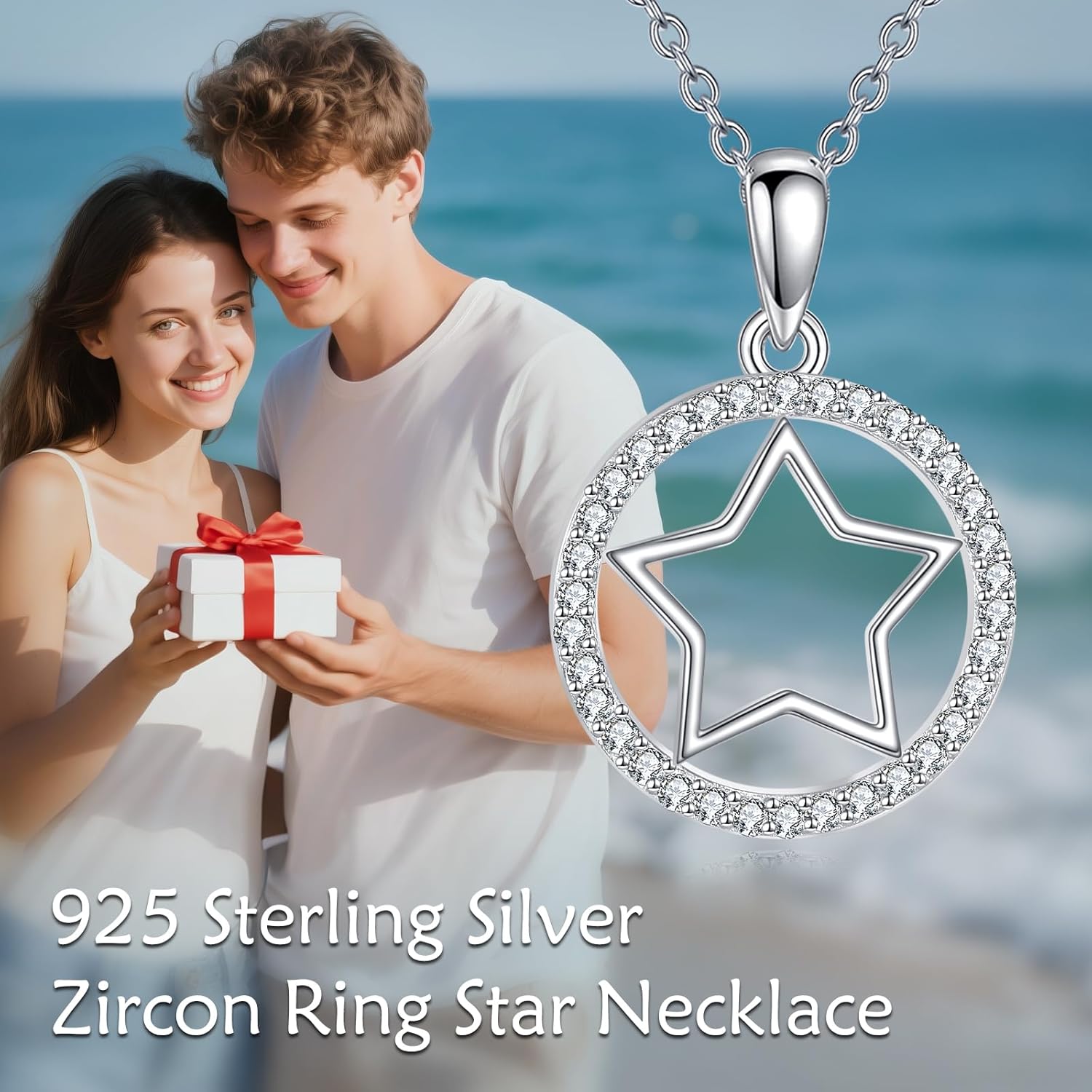 LUHE Star Moon Necklace for Women Sterling Silver Moon Pendant Necklace Star Jewelry Gifts for Women - Image 6