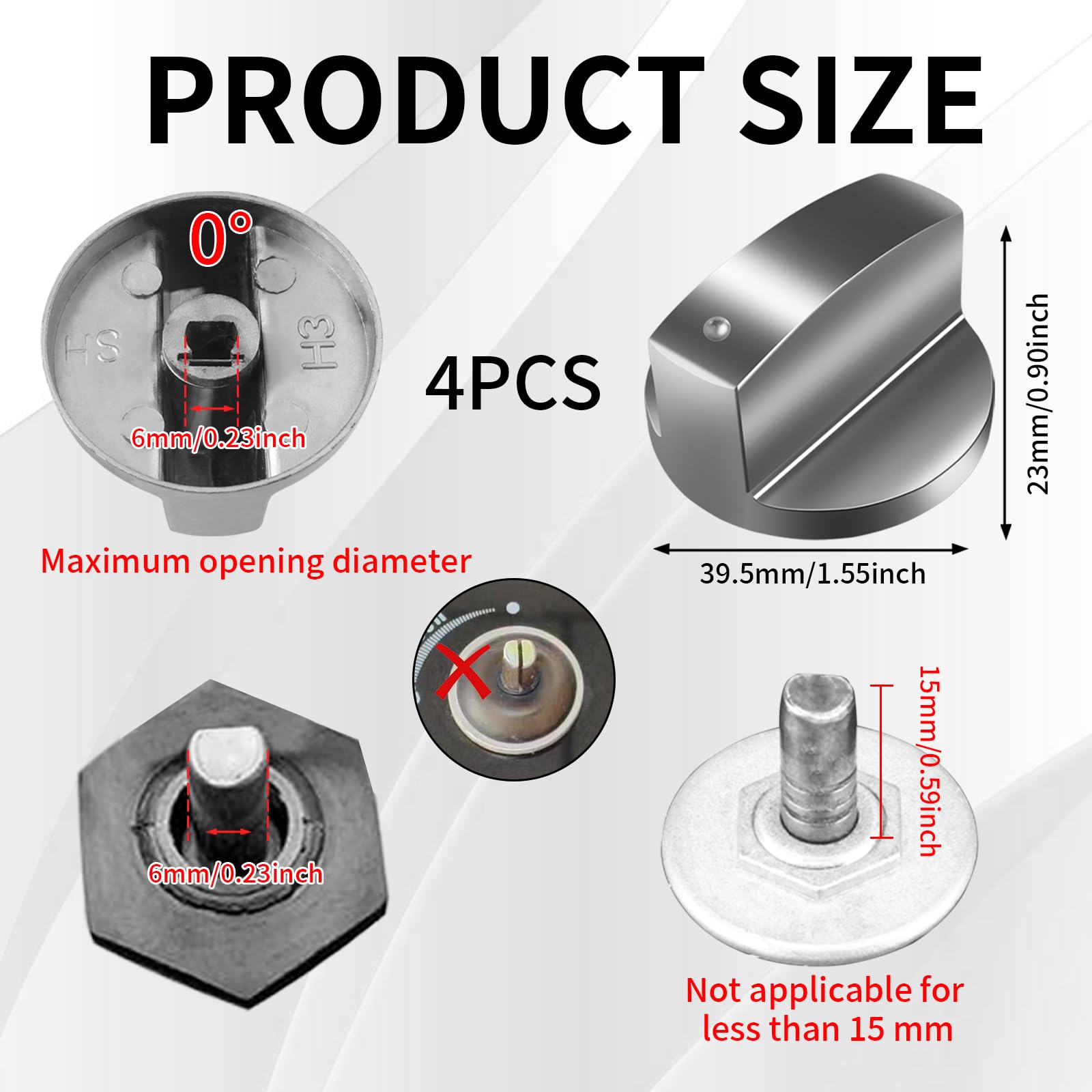 6x Gasherd Knöpfe 6mm Universal - Zinklegierung Drehregler Für Herd & Ofen