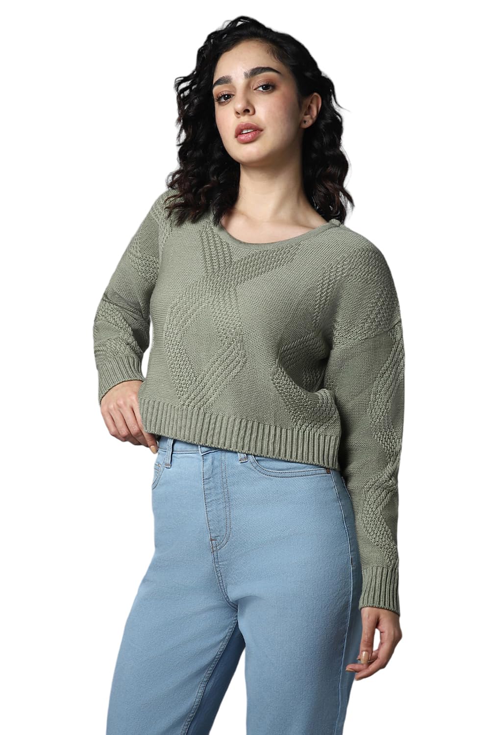 HIGH STARWomen's Cotton HSWSWW23008_LL Round Neck Sweater