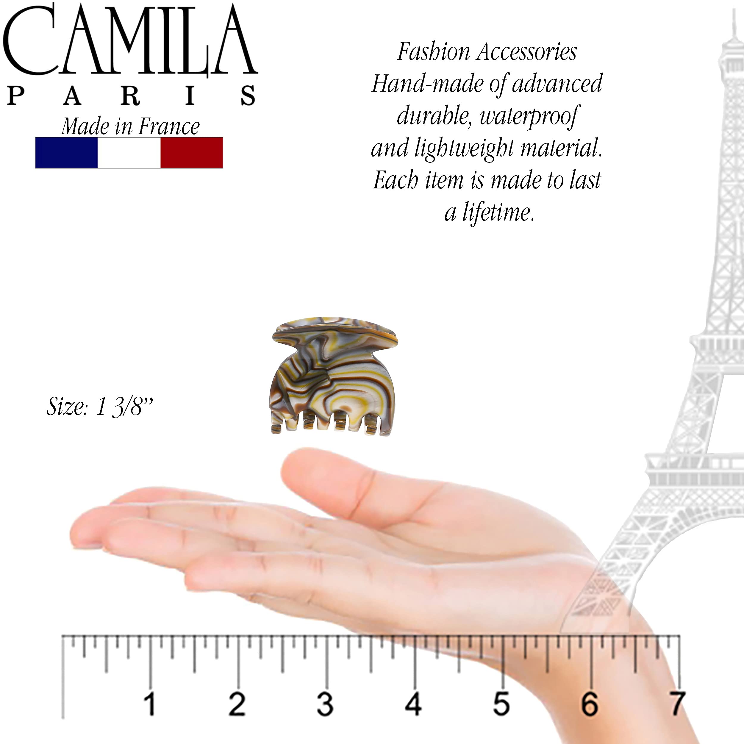 Camila Paris CP3180 Französische Haarspange für Frauen, handgefertigt, Onyx, kleine Mädchen, Haarklammern, langlebig, Styling-Haarschmuck für Frauen, starker Halt, rutschfester Griff, hergestellt in
