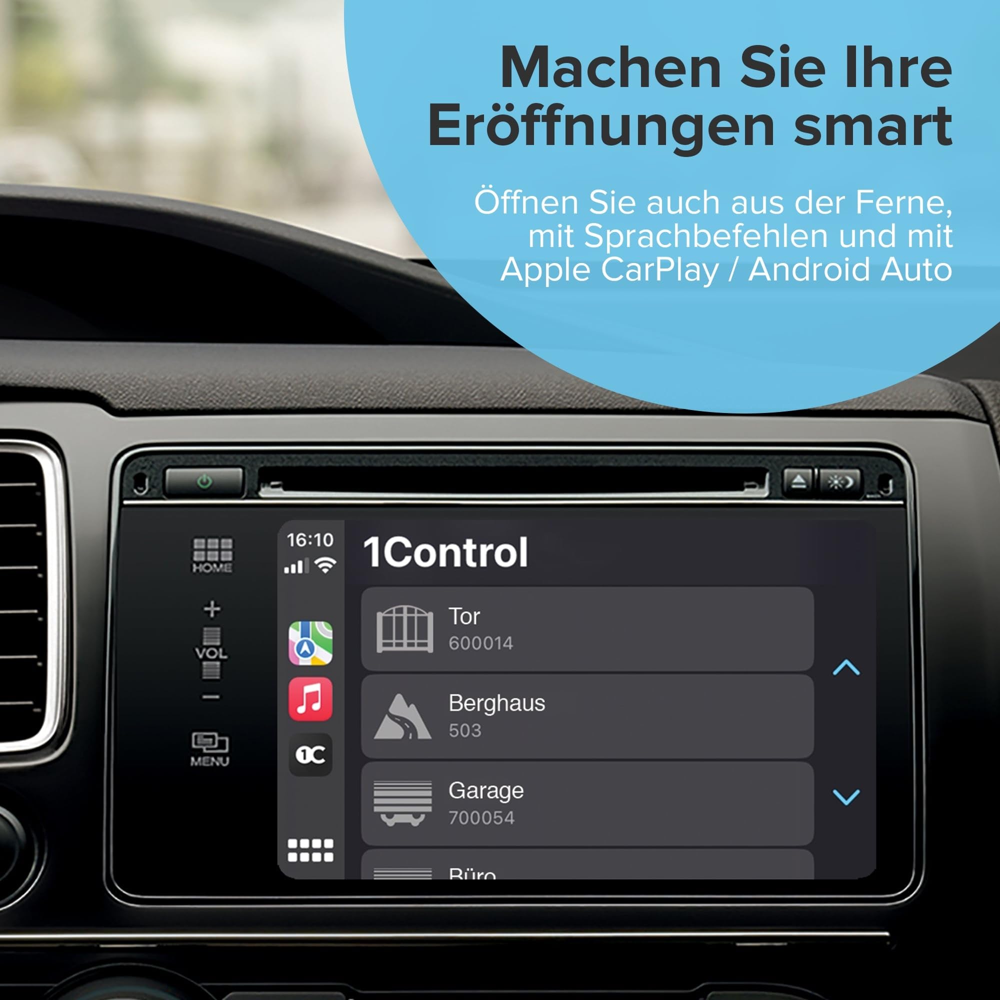 1Control Solo + LINK Smarter Toröffner mit Fernöffnung – Garagentor und Hoftor per Smartphone/App öffnen, Alexa, Google Home – Kompatibel mit 750+ Fernbedienungen Rolling Code – WLAN und Bluetooth