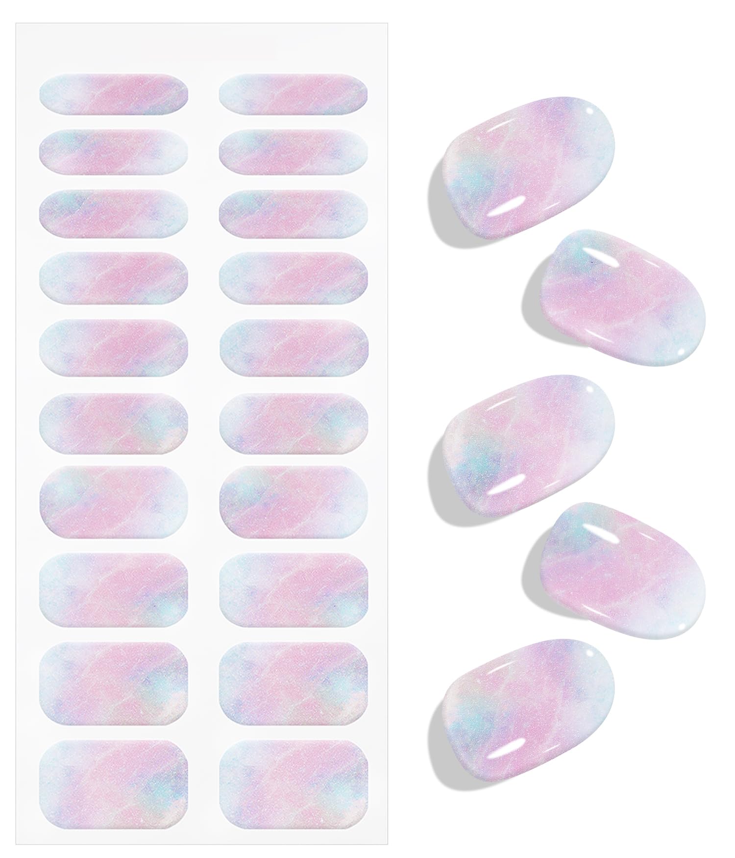 JMEOWIO Gel Nail Stickers Glitter Semi Cured Gel Nail Strips Wraps UV/LED Nails Art Design Decoration Accessories