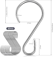 Vista 2 de Hotop 36 piezas ganchos en S para colgar de 3.15 pulgadas, resistentes en forma de S, ganchos de acero inoxidable metal, ganchos para colgar