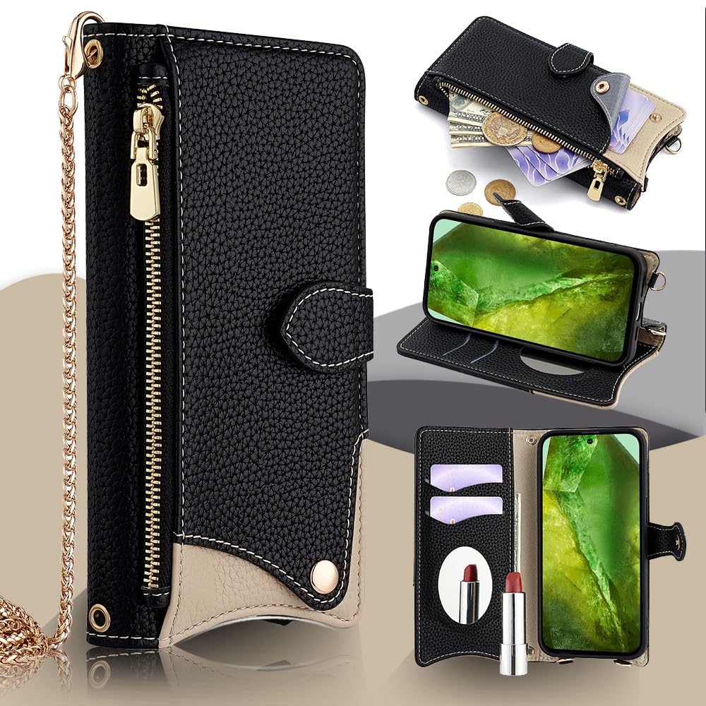 Coque Pixel 6a bandoulière chaîne et miroir pour sorties urbaines