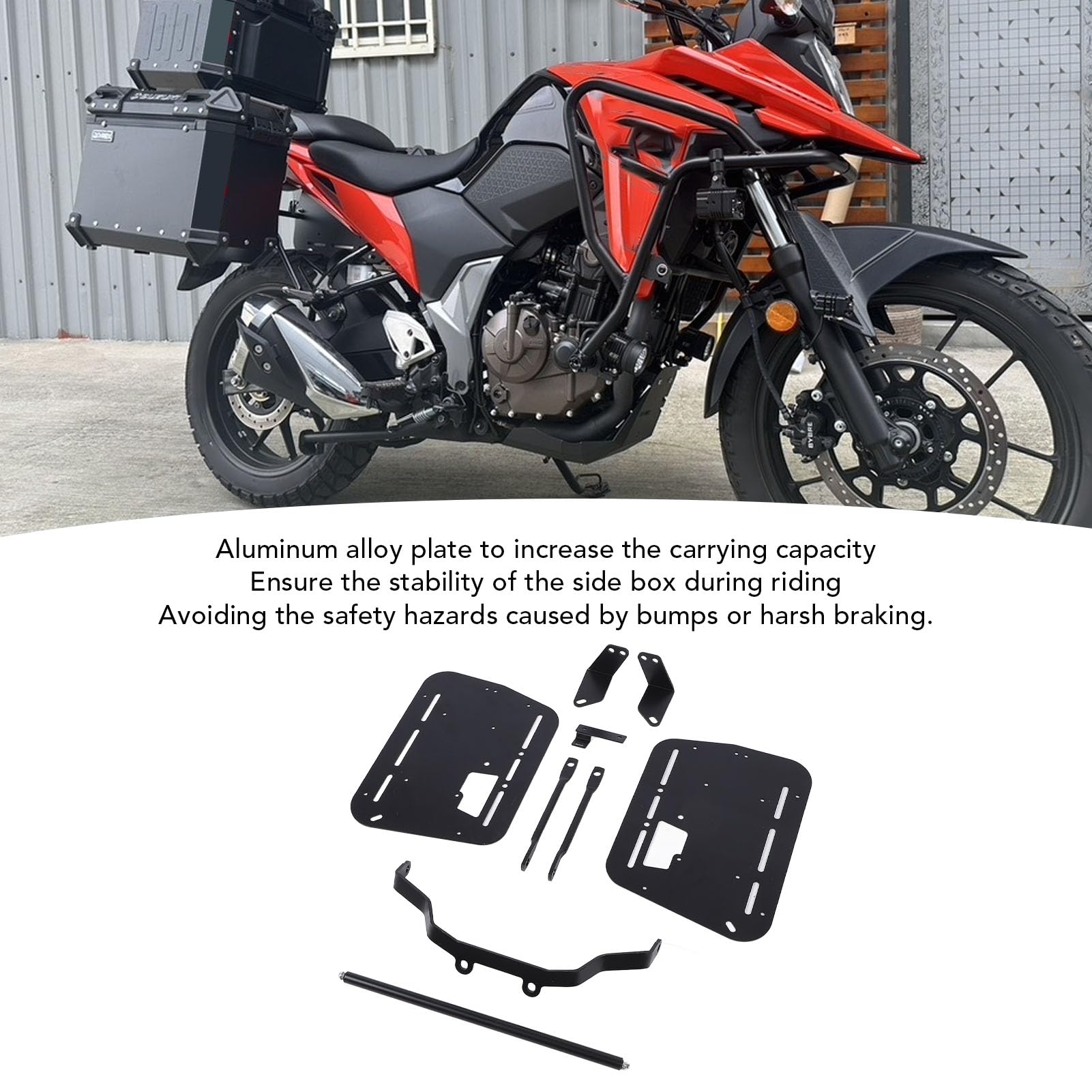 Zestaw Wsporników Montażowych Kufra Bocznego Motocykla, Twarda Torba Podsiodłowa ze Stopu Aluminium 18L-38L Skrzynia Bagażowa Bagażnik Boczny Zestaw Wsporników Montażowych Kufra