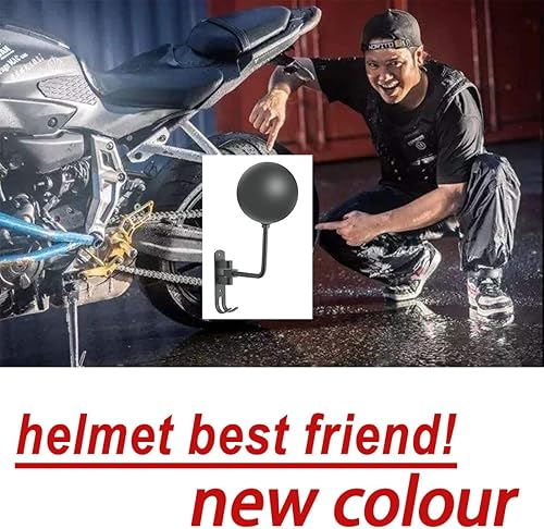 Miniatura 5 de SANGMO Soporte para casco de motocicleta de 180 soporte de metal giratorio para casco de pared soporte para casco de bicicleta con 2 ganchos para
