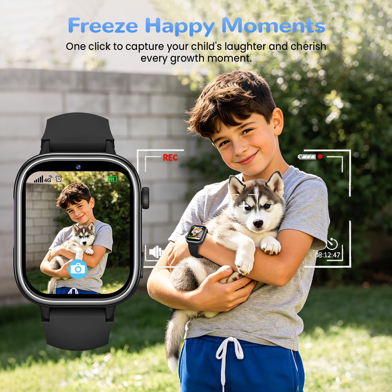 4G Montre Connectée Enfant GPS, Smartwatch Enfant avec Appel Vidéo, SOS, SMS Chat Vocal, Mode École, Podomètre, Réveil, Suivi du Sommeil, IP68, Montre Telephone pour Garçons et Filles Cadeau, Noir