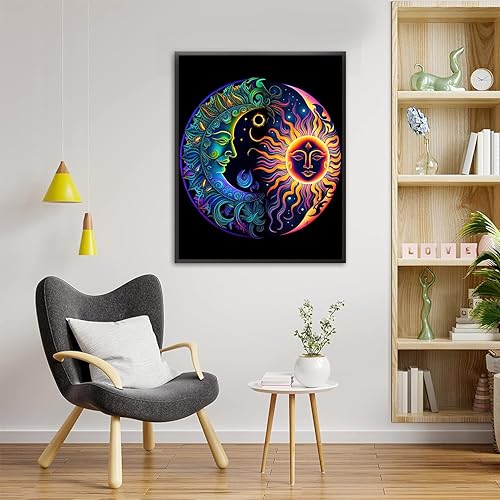 Miniatura 3 de Pintura lunar por números para adultos, pintura por números para adultos principiantes, pintura solar por números para regalo, decoración de pared
