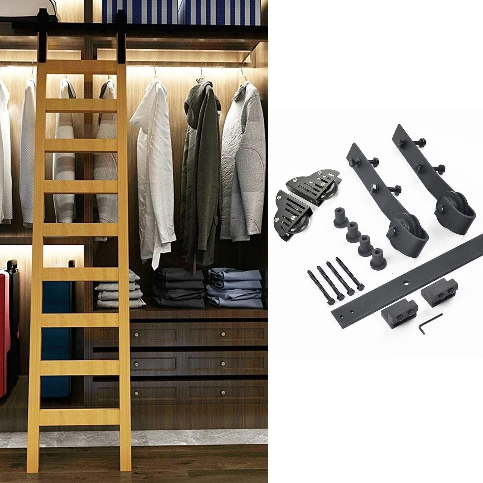 Kit hardware per scala scorrevole - Binario di rotolamento in acciaio al