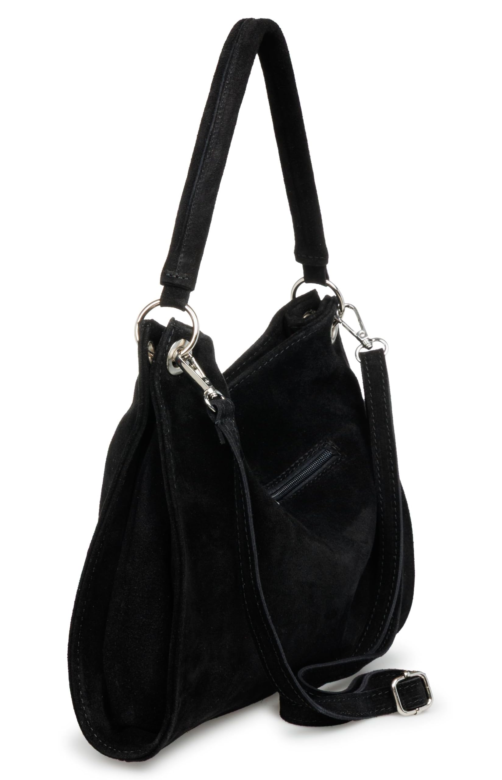 Caspar Elegante Wildleder Handtasche Damen Leder Schultertasche Crossbody Bag Umhängetasche aus hochwertigem Veloursleder - PREMIUM LINE - Modell No.838 - Made in Italy