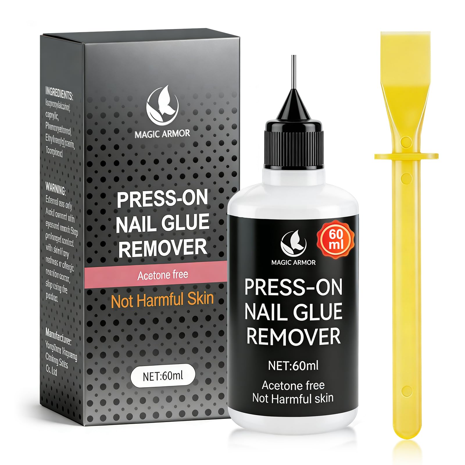 60 ml preparat do usuwania kleju do paznokci Press-On – precyzyjny, bez acetonu środek do usuwania sztucznych paznokci i sztucznych paznokci, delikatne zastosowanie, szybkie i łatwe usuwanie kleju do