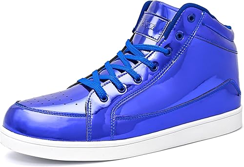 Miniatura 1 de IGxx Tenis punk, botines para hombre, remaches de metal, parte superior alta, con cordones, para correr, baloncesto, decoración de metal brillante,