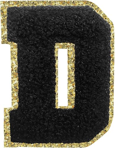 Miniatura 80 de Parches de letras termo-adhesivas de felpilla para chaquetas, parches de letras universitarias con brillantina para planchar en la letra azul A