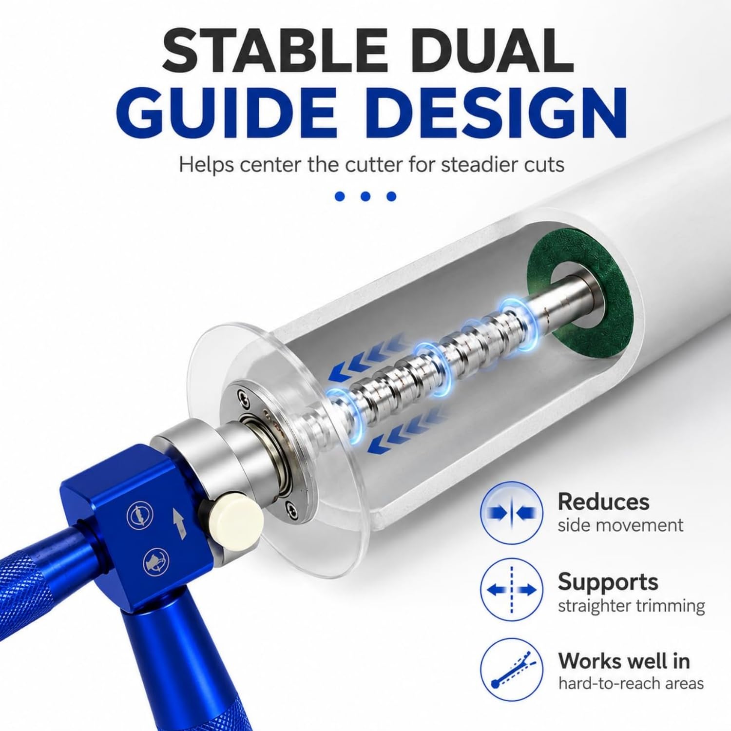 Cortatubos Interior para Tubos de PVC, Kit de Herramientas de Corte para PVC con Calibrador de Profundidad Ajustable, Herramienta de Corte de precisión de Pvc-Abs para Taladro (Blue)