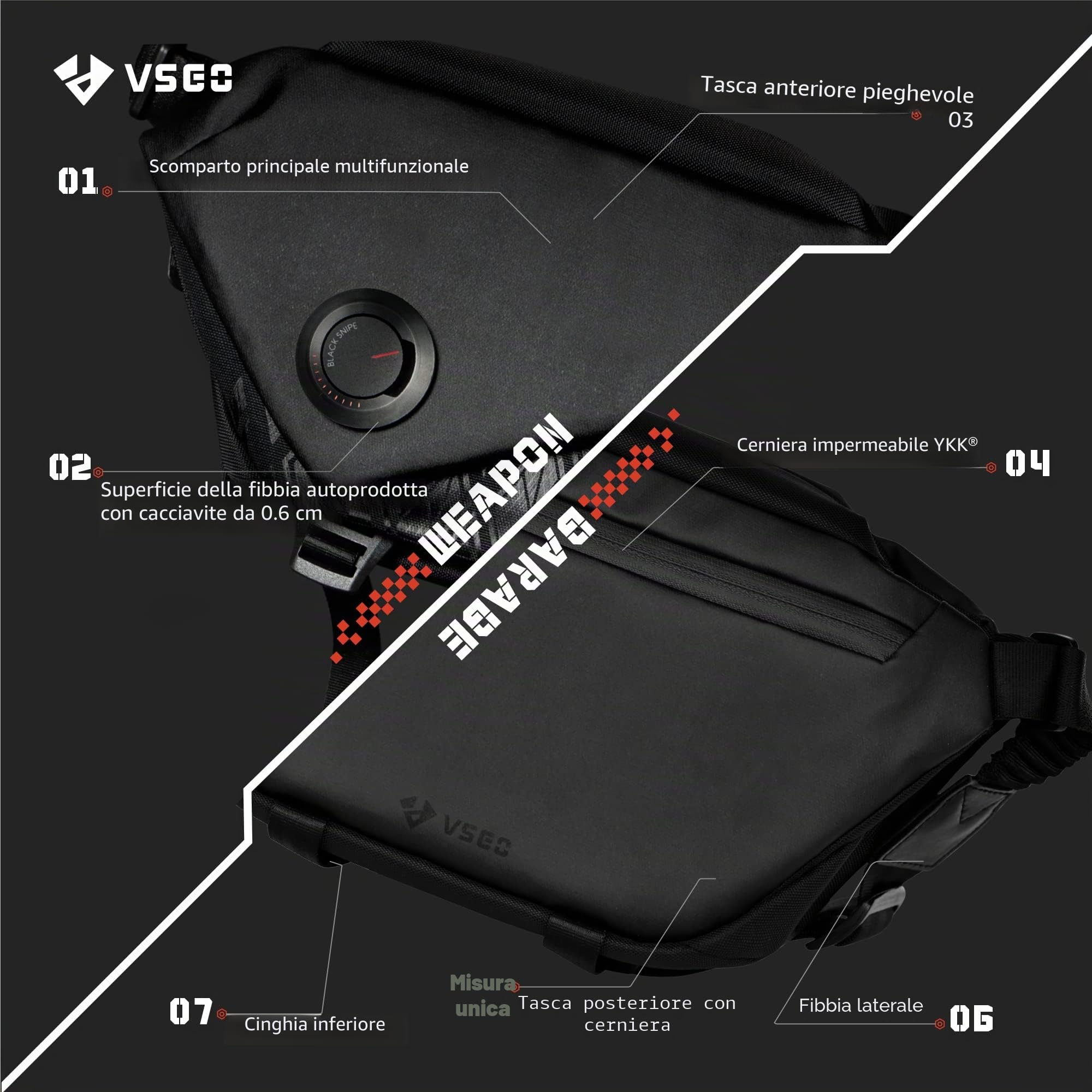 VSGO Borsa a Tracolla Fotografica Professionale da 4L, Borsa a Spalla sul Petto per Uomo e Donna, per Fotocamere Micro-SLR, Attrezzatura per Droni e Archiviazione Digitale