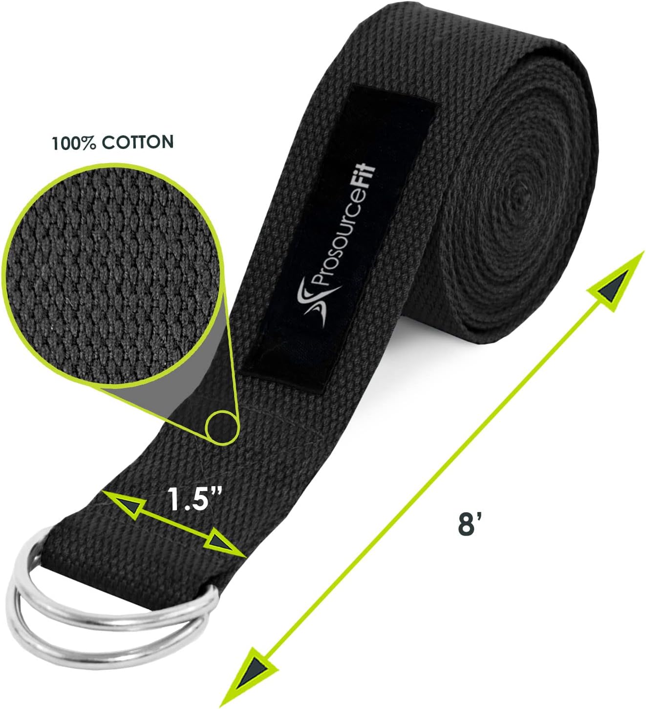ProsourceFit Metal D-Ring Yoga Strap - Black : Sports & Outdoors