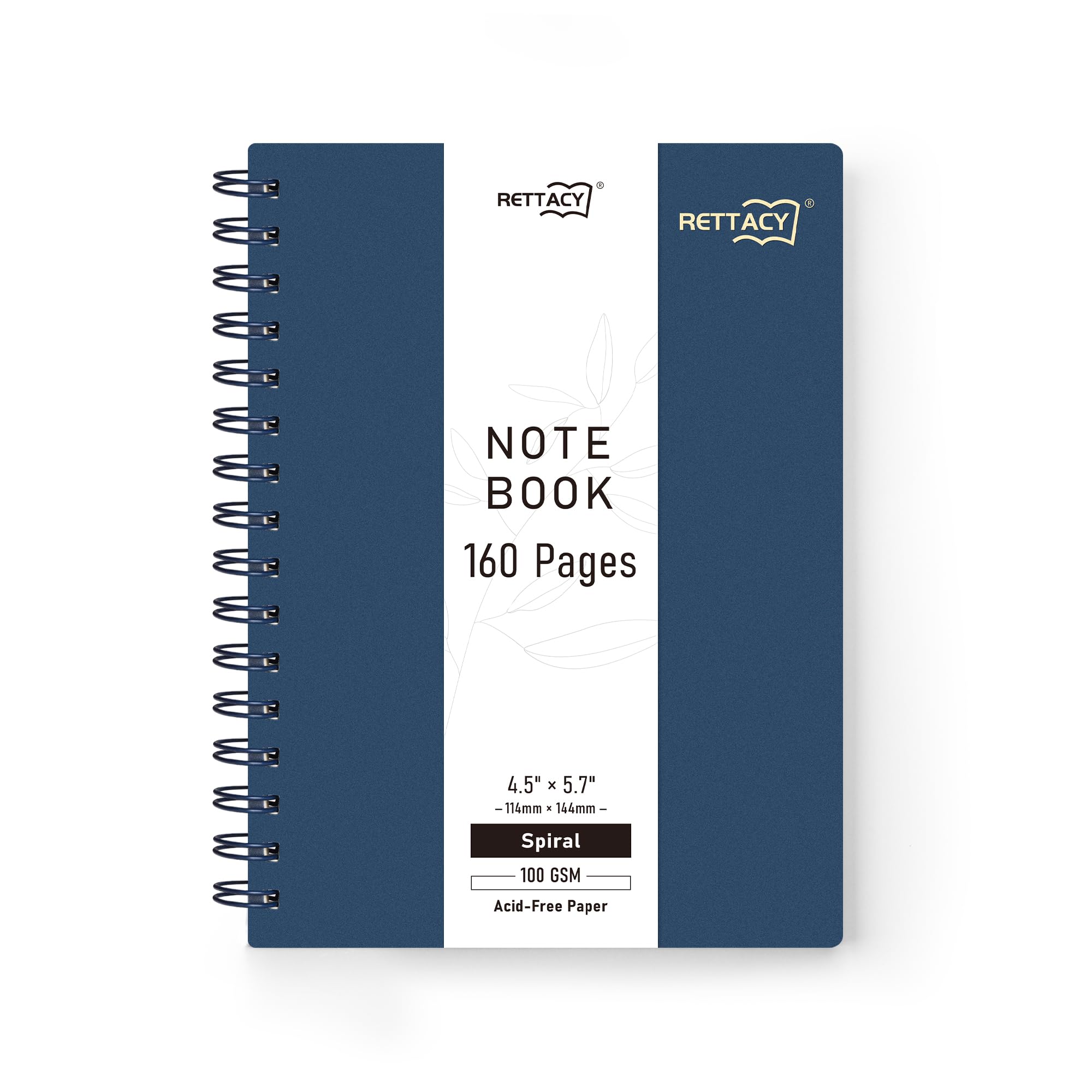 RETTACY Pocket Journal Notebook, 160 Lined Pages, A6 Mini Small Size (4.5" × 5.7"), for Work, Journaling, Writing, 100 GSM Thick Paper, Spiral-bound,