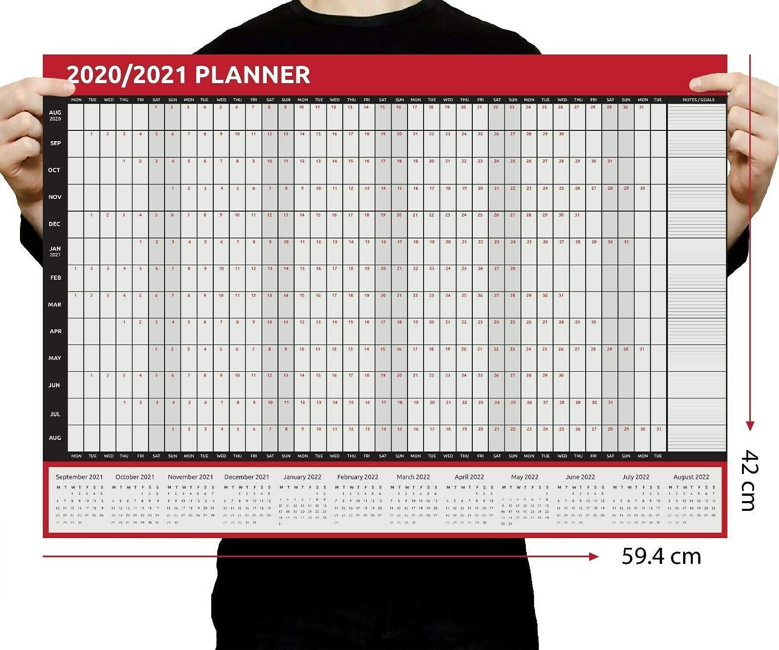 2020 2021 Calendar A2 Size Year Wall Planner Jan to Dec Academic Home Office Work Student Family Wall Planner Boys Girls Kids & Children Home & Office