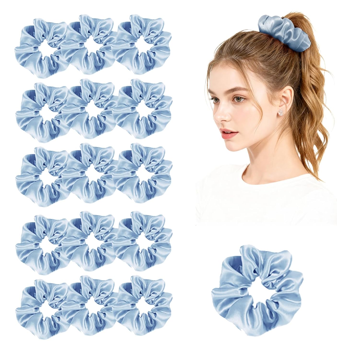 Womens Satin Scrunchies - Silky Hair Ties for Ponytails