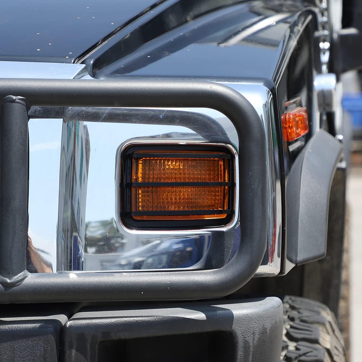 Carbon Steel Front Turn Signal Lamp Guard,Front Lamp Guard Cover Fit for Hummer H2 2003-2009