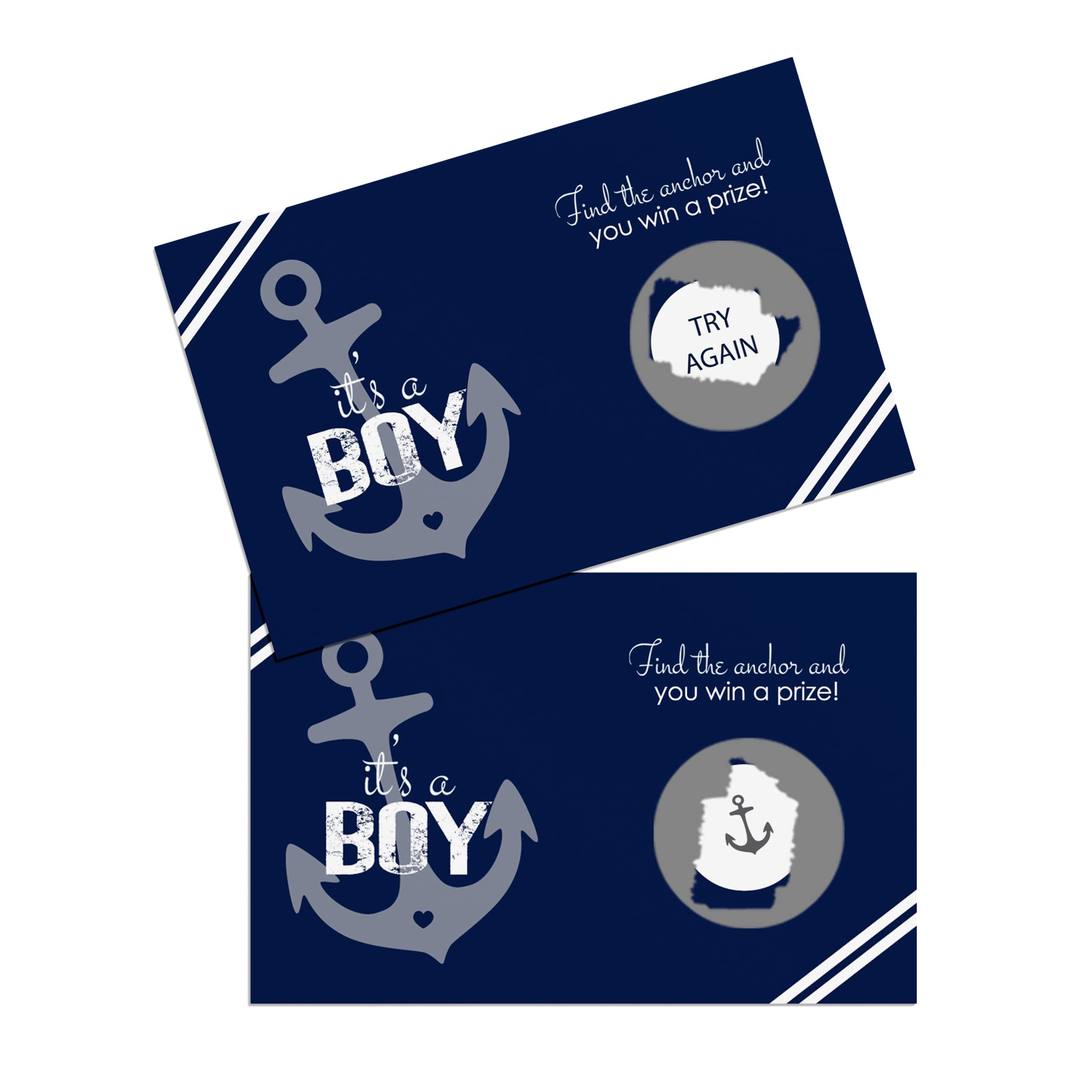 Amazon.com: Nautical Baby Shower Scratch Off Game Cards Pack of 28 Ahoy Boys  Anchor Event Supplies Raffle Tickets for Drawing Prizes Whale Sprinkle  Favors Blue Paper Clever Party : Home & Kitchen