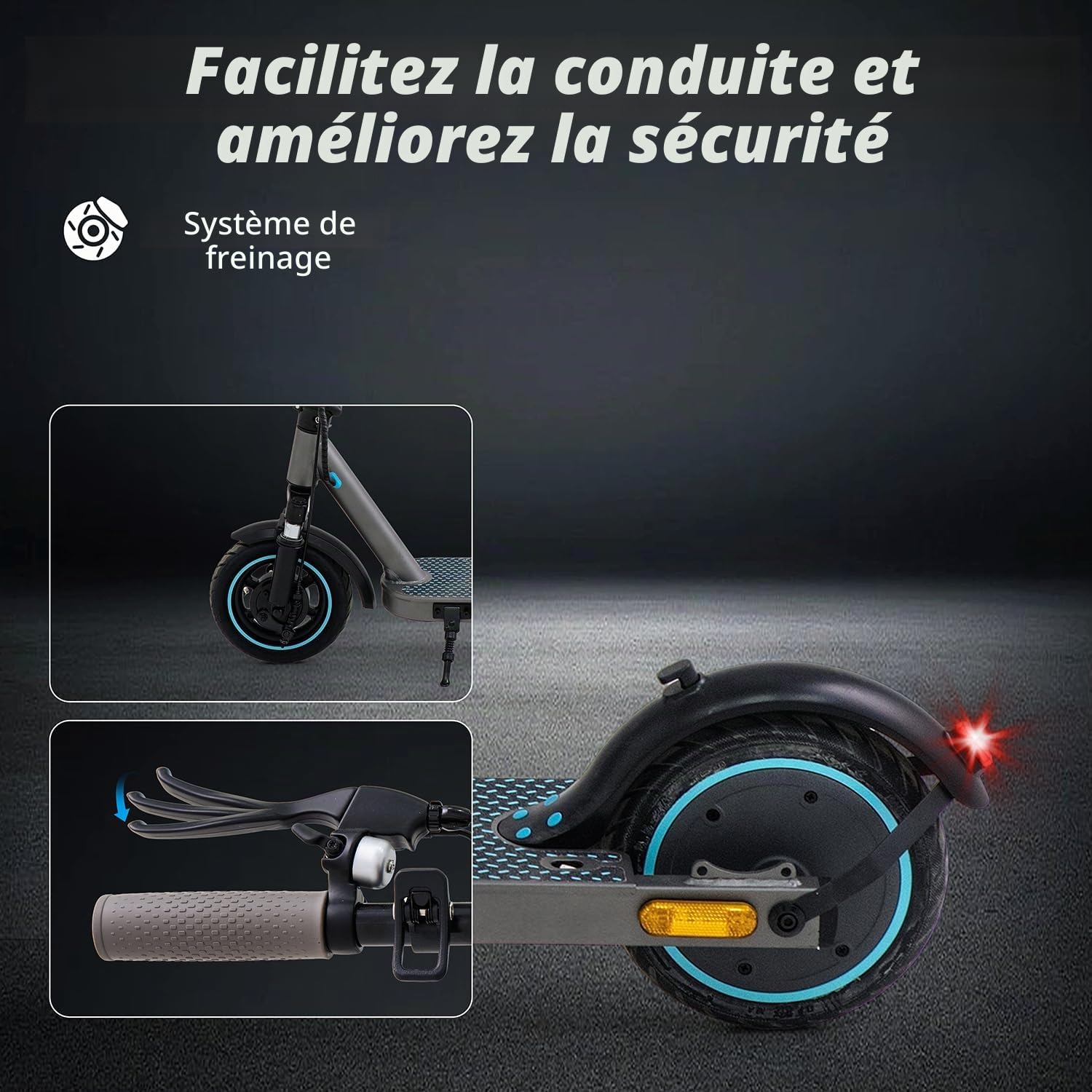 QnQ Trottinette Électrique Pliable | Moteur 350W Pointe | Vitesse Max 25km/h | Pneus Cellulaires Anti-Crevaison 8.5'' | Suspension Double Élastomère | Charge Max 120kg