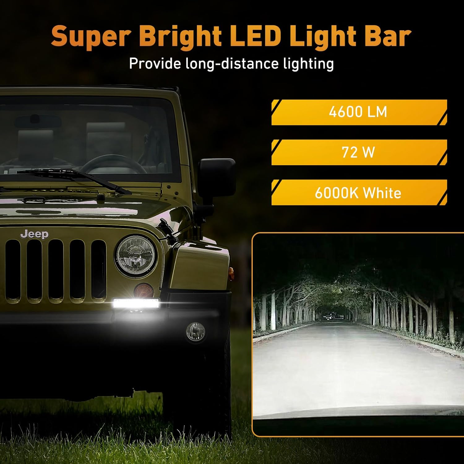 Led Light Bar, 6 Inch Led Light Pods 4600LM 6000K White Lighting, 72W Led Off Road Lights Flood Spot Fog Beam Combo Work Light Compatible with SUV ATV UTV 4x4 4WD Pickup Truck, 2Pack