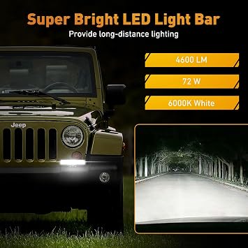 Led Light Bar, 6 Inch Light Pods 4600LM 6000K White Lighting, 72W Led Off Road Lights Flood Spot Fog Beam Combo Work Light Compatible with SUV ATV UTV 4x4 4WD Pickup Truck, 2Pack