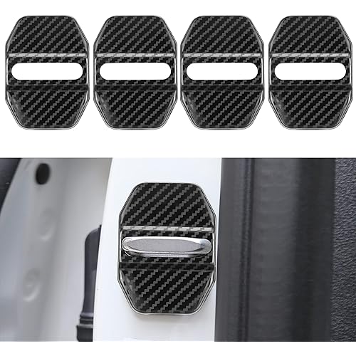 TOMALL 4pcs Car Door Lock Latches Cover Protector Compatible with BMW 1 2 3 5 7 Series, X1 X2 X3 X4 X5 X6 F30 F31 F34 F10 F11 M3 M5 Accessories Stainless Steel Car Door Lock Decoration (Carbon Fiber)