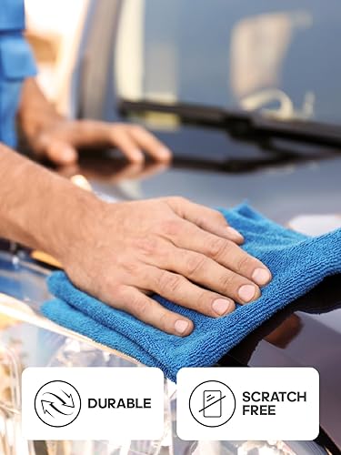 Miniatura 6 de itanso Tear-A-Rag Roll - Paquete de 50 paños de limpieza de microfibra de 12 x 12 pulgadas, toallas reutilizables para el hogar, auto y tienda (azul)