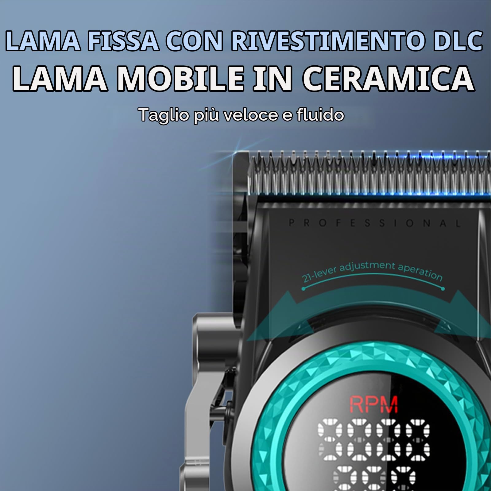 VGR 001 Lama di ricambio in acciaio al carbonio DLC per clipper, Lame mobili in ceramica di precisione professionale con 2 coppie di viti, Clipper modello con lama fissa rivestita